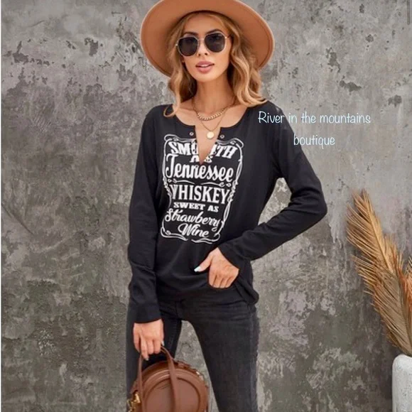LAST ONE!!!Whiskey Sweet As Strawberry Wine Graphic Top! - Picture 1 of 6